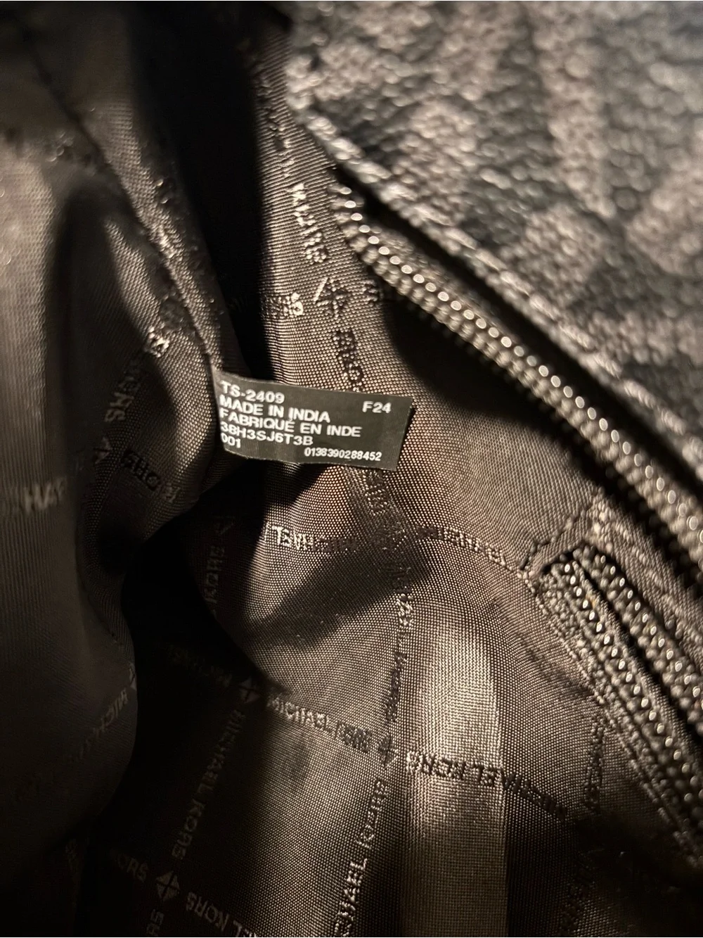 Michael Kors Black MK Monogram Tote with Silver Accent Charm
